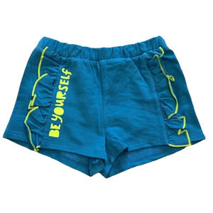 Open Edit Organic Cotton Blue Ruffle Be Yourself Shorts 3 4 6